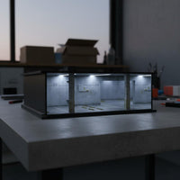 1:64 Scale Parking Garage Highly Detailed Lighted Model Car Scene USB Powered Car Model Display Case for Shelf