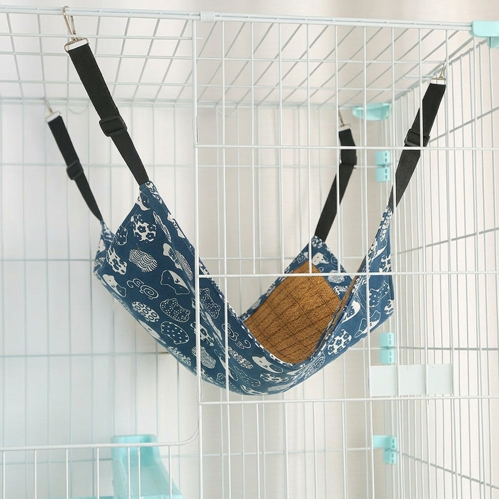 Cat Hammock Hanging Bed and Swing, Scratch-Resistant Fabric with Adjustable Straps, All Seasons Resting Place for Large Cats up to 30 Lbs