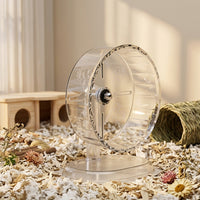 Silent Hamster Wheel with Stand Included, Clear Running Wheel, Large Exercise Wheel Cage Accessory for Syrian Hamsters, Quiet Use