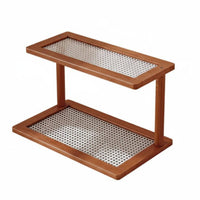 2-Tier Organizer Shelf Stable Structure 2-Tier Wooden Organizer Easy Assembly Desktop Storage Rack for Cabinet, Washroom, Office