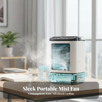 Desktop Misting Fan Cools & Humidifies Portable Misting Fan Twin Mist Spray Mini Air Humidifier for Office, Bedroom, Dorm Room