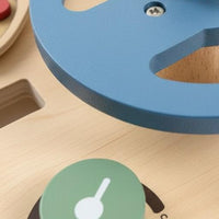Steering Wheel Busy Board Water-Based Paint Pretend Pretend Vehicle Simulator Wood Wooden Car Dashboard Toy for Young Children, Travel