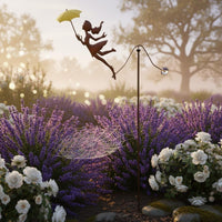 Kinetic Sculpture Flying Girl Garden Stake Unique Design Balancing Metal Yard Art for Patio