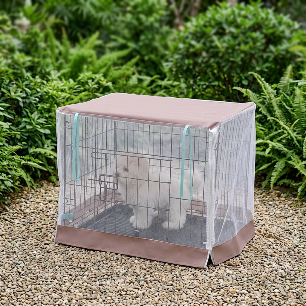 Dog Crate Cover and Cat Cage Cover with Mesh Sides, Breathable Pet Cage Cover for Wire Crates, Indoor Outdoor Protection Dog Cage Cover Mesh