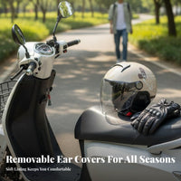 Certified Safe Electric Motorcycle Half Helmet Comfortable Fit Sun Protection Helmet Lightweight Design Safe Headwear Quick Release Buckle for Men, Women, Scooter Riders, Commuting