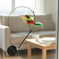 Interactive Suction Cup Cat Toy with Feather and Bird Design for Indoor Cats