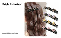 Duckbill Braid Fastener Secure Grip Crystal Duckbill Fastener Crystal St Single Barrette Easy to Use Shimmering Botanical