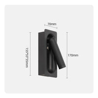 Aluminum Body Modern Minimalist Wall Light Flicker-Non-Flicker Bedside Reading Light for Hotel, Hallway
