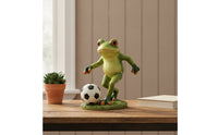 Outdoor Frog Statue with Soccer Ball Resin Frog Statue Cute Decor Whimsical for Gardeners, Garden, Patio, Yard