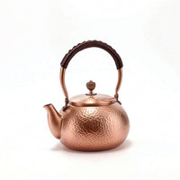 Curved Spout Copper Tea Kettle Wrapped Handle Tea Kettle with Lid Large Capacity Handmade for Hosts, Kitchen