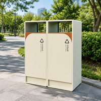 Sorting Waste Bin, Public Recycling Bin, Freestanding Outdoor Litter Bin, Brushed Stainless Steel, 0.8 mm Thick