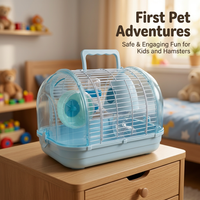 Portable Hamster Cage with Handle, Small Animal Habitat Starter Kit, Two Tier Hamster Habitat, Hamster Cage Water Bottle, Small Animal Travel Carrier
