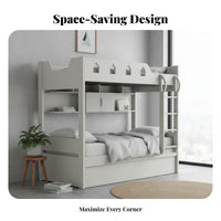 children's Bunk Bed Space-Saving Twin over Twin Bunk Bed Guardrails Bedroom Furniture for Girls, Parents, Small Apartment, Playroom, Dorm Room