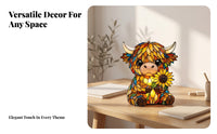 Multicolor Highland Cow Night Light USB Powered Daisy Cow Night Light Control 3D Animal Lamp Decorative