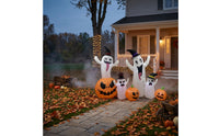 Lighted Inflatable Ghost with Pumpkins Outdoor Inflatable Jack-O'-Lantern Spooky Inflate Yard Decor Giant for Lawn
