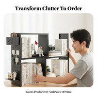 Extendable Pegboard Organizer Space-Saving Desktop Shelf Large Capacity