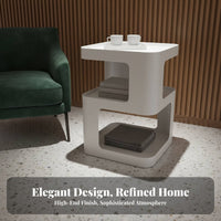 Minimalist Design Multi-Tier Metal Stand Modern design 2-Tier Side Table adaptable Use Nightstand Space-Saving for Apartment Dwellers, Homeowners, Students, Bedroom, Living Room, Small Spaces, Entryway