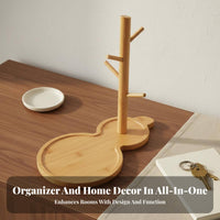 Entryway Key Holder Versatile Key Holder Tree Solid Wood Desktop Organizer Tray for Homeowners, Adults, Bedroom, Living Room, Nightstand