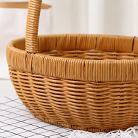 Small Basket with Integrated Handles, Lightweight Polywicker Fruit Basket, Empty Gift Baskets for Groceries & Storage