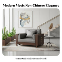 4 Pieces Modern Chinese Design Sofa and Armchair Group Minimalist Aesthetic Reception Seating Comfortable Office Furniture With Armrests for Business Owners, Corporate managerials, Clients, Conference Room, Bedroom
