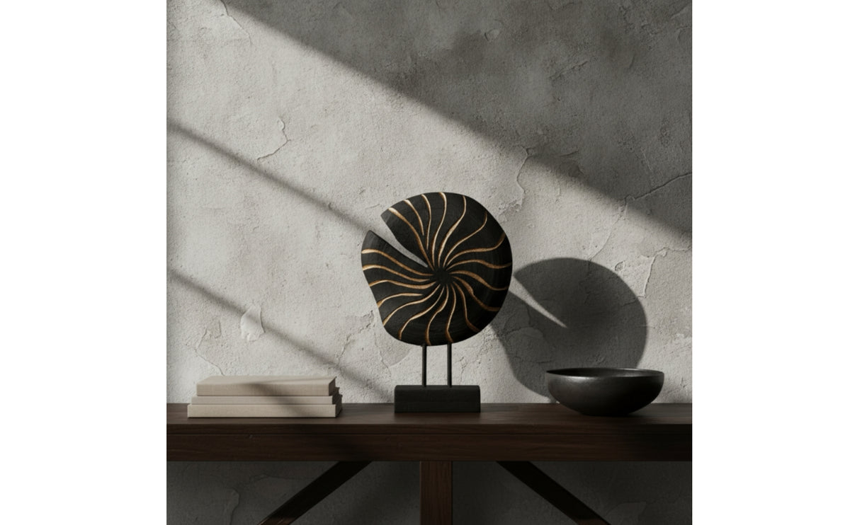 Sun Disk Sculpture Abstract Resin Sculpture with Base Retro Decor for Bookshelf