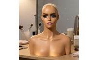 Mannequin Head with Shoulders Flesh-Toned Hairpiece display Bust Shoulder Form Bust Mannequin