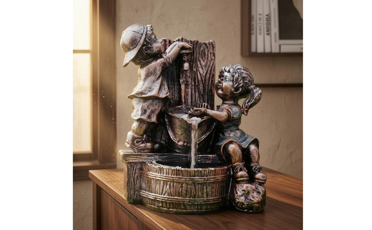 Human Figure Sculpture Weathered Bronze Finish Sculpture Textured for Tabletop