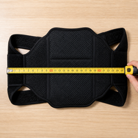 Adjustable Back Brace, Breathable Back Support with Spinal Support, Unisex Posture Brace for Office Workers, Black Mesh Material