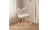 Cream Design Bow Back Makeup Chair Light Luxury Design Cute Bowknot Chair Soft Upholstery Bedroom Furniture for Girls