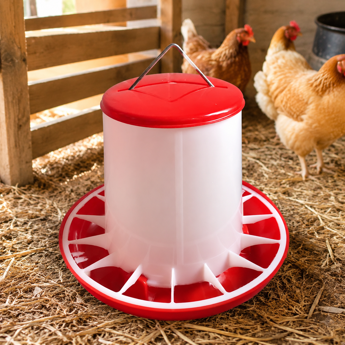 Yellow Chicken Feeders and Drinkers for Hens Chicks Ducks Pigeons, Automatic Chicken Feeder Large Chicken Feeder, Thickened Poultry Feeder Bucket