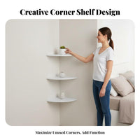 3 Pieces Space-Saving 3-Tier Corner Ledge Set Decorative 3-Tier Quarter-Circle Ledge Set Easy Installation Wall Shelf Floating Design for Apartment Dwellers, Homeowners, Living Room, Bedroom, Home Office, Bathroom