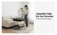 Foldable Design Drop-Panel Trolley Table Mobile with Wheels Rolling Cart Multi-Functional Household Furniture Vintage Design for Small Apartment Dwellers, Renters, Homeowners, Living Room, Bedroom, Balcony, Dining Area