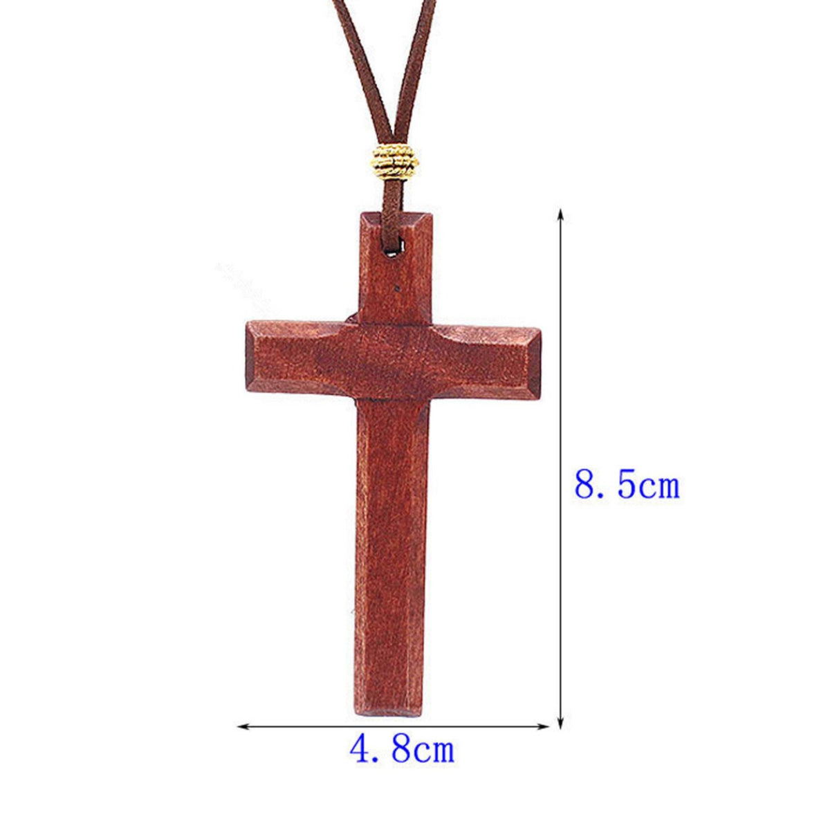 Ethnic Design Wooden Cross Necklace Vintage Inspired Sweater Chain Necklace Lightweight Rustic Wood Cross Ornament Versatile for Women, Men