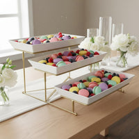 Gold Metal Frame 3-Tier Fruit Stand Space-Saving 3 Tier Serving Stand Easy to Assemble Tiered Dessert Display Rack