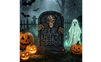 Stone-Look Tombstone with Skull Creepy Animated Tombstone Scary Halloween Tombstones Eerie for Porch