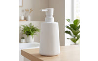 Ribbed Pump Bottle Dispenser Compact Plastic Pump Bottle Minimalist Soap Dispenser BPAsafe for Minimalists, Guest Room