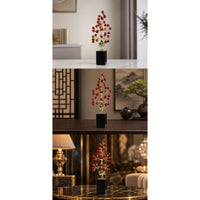 Crystal Grape Tree with Pedestal Tabletop Grape Tree Ornament Glossy Fruit Ornament for TV Cabinet