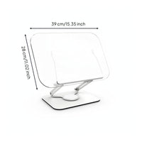Acrylic Reading Stand with Metal Supports Hands Adjustable Book Stand with Rotating Base Non-Slip Holder for Desk, Learning