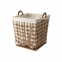 Japanese design Lidded Faux-Rattan Basket Woven Texture Clothes Hamper With Lid Laundry Container Stylish Design for Families, homeowners, Students, Bathroom, Bedroom, Closet, Dorm Room