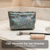 Chinese Aesthetic Makeup Pouch Multi-Purpose Floral Jacquard Cosmetic Bag