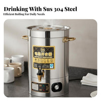 Large Capacity Electric Hot Water Container Fast Heating Electric Hot Water Urn Adjustable Temperature Control Insulated Tea Dispenser Automatic Shut-Deactivated for Event Organizers, Restaurant Employees, Hotel Buffet, Restaurants, Events, Churches