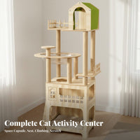 Large Cat Climbing Frame Sturdy Construction Wooden Feline Climber Easy to Hygienic Pet Furniture for Owners of Multiple Cats, Living Room, Indoors