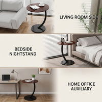 Round Side Table Modern Two-Tier Side Table Space-Saving Nightstand with Storage Shelf for Living Room, Bedroom