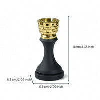 Decorative Chess Piece Figurine with Gold Accents Elegant Chess Figurine with Gold Crown Sculptural Stable for Collectors