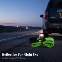 Reflective Kinetic Recovery Rope High-Stretch Kinetic Rope Kit Shock Absorbing Towing Equipment Heavy-Duty for Away-Highway Enthusiasts, Truck Owners, ATV/UTV Riders, Roadside Emergencies