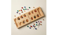Folding Wooden Traditional Sowing Game Board Foldable Portable Traditional Sowing Game Storage