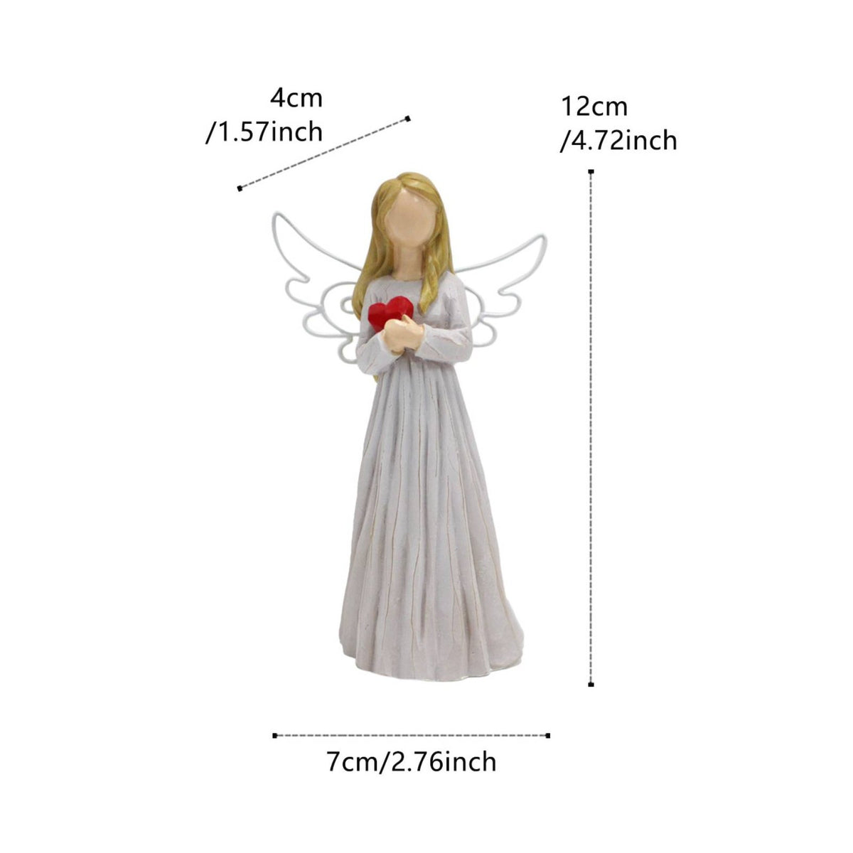 Giftable Angel Holding Heart Figurine Sentimental Gift Angel Statue Holding Heart Hand-Carved Look for Desktop, Bookshelf