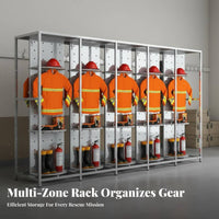 Stainless Steel Turnout Gear Rack Rust Resistant Firefighter Gear Rack Heavy Duty Fire Station Equipment Stand for Firefighters, Emergency Responders
