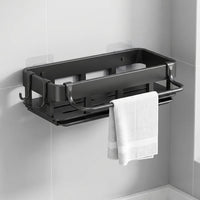 Bathroom Sink and Faucet Rack, Carbon Steel Over the Dish Drying with Hanging Towel Bar, No-Drill Drain Basket for Students