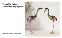 Metal Crane Statue Indoor/Outdoor Use Crane Garden Sculpture Vintage Aesthetic Wrought Metal Avian Sculpture Decor for Patio, Poolside, Backyard